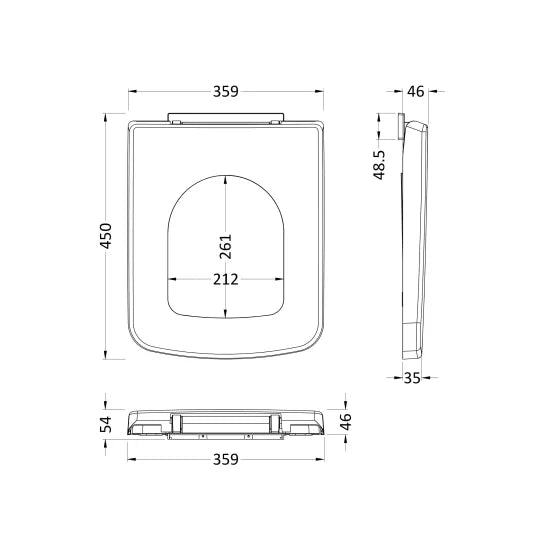 Nuie Square Top Fix Soft Close Toilet Seat