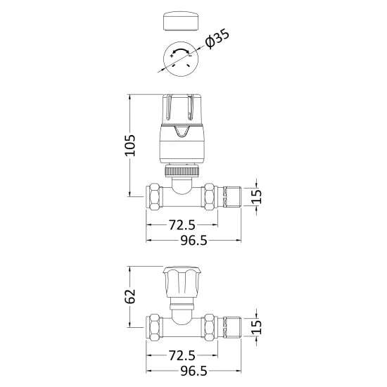 Nuie Straight Radiator Valve Pack (Pairs)