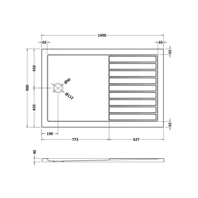 Nuie White Shower Trays / Rectangular Walk - In Shower Tray 1400mm x 900mm