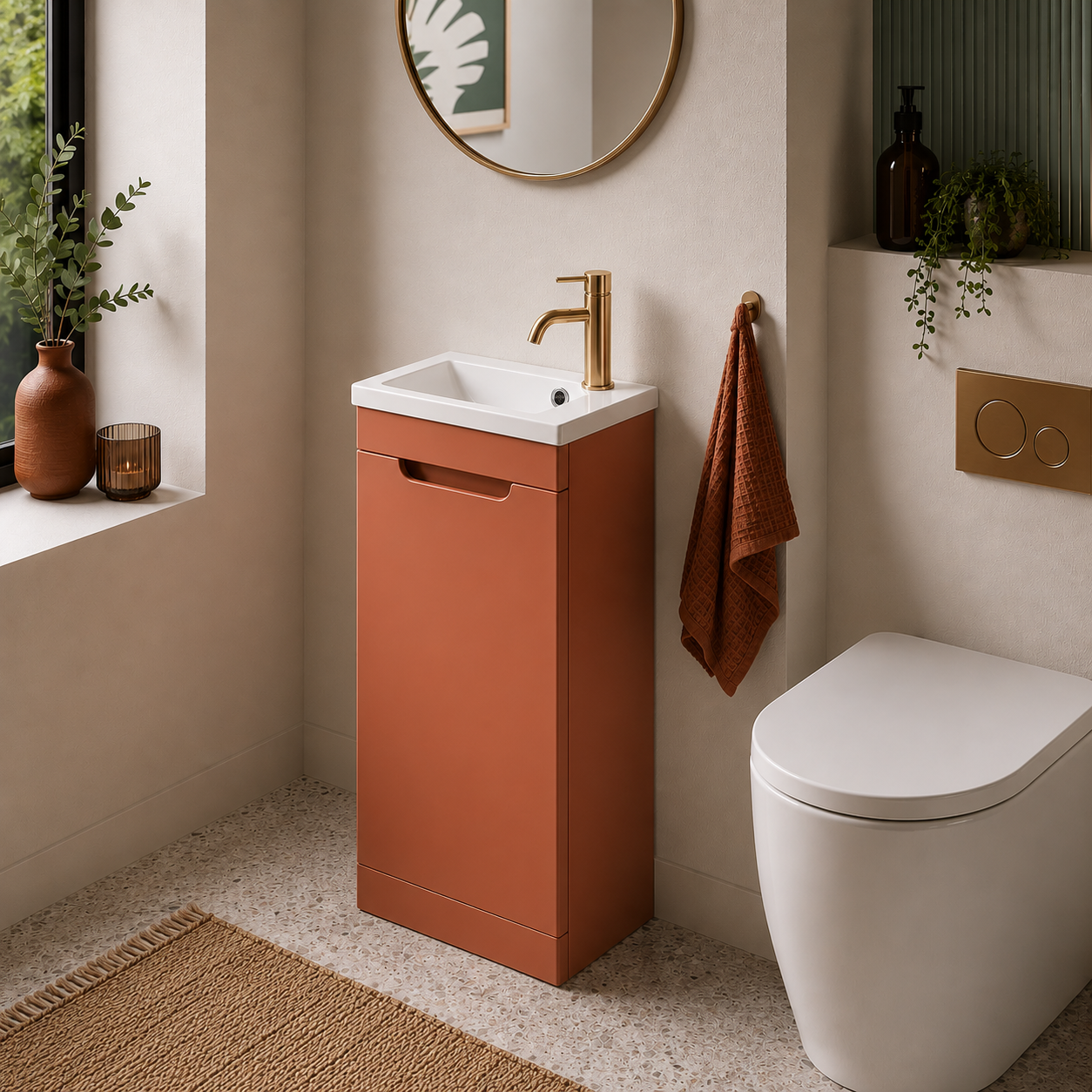 Tailored Bathrooms - Acerra 400mm Cloakroom Vanity & Basin - Bruciata Orange