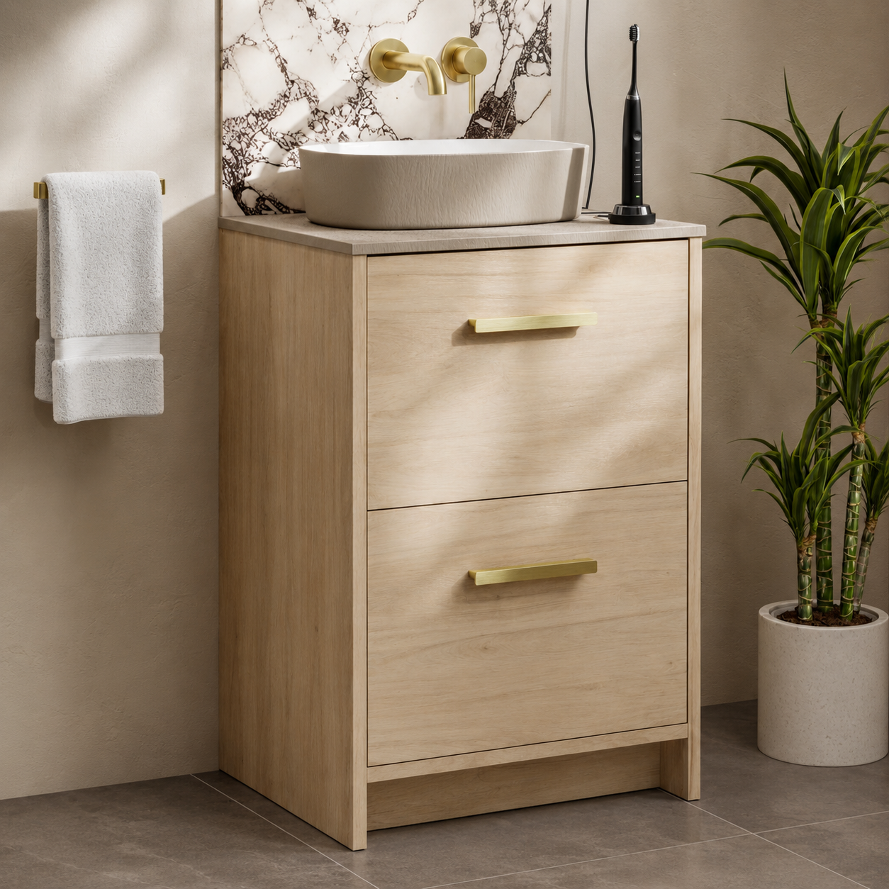 Hib - Veles Floor Standing Bathroom Vanity Unit - Dusky Blue