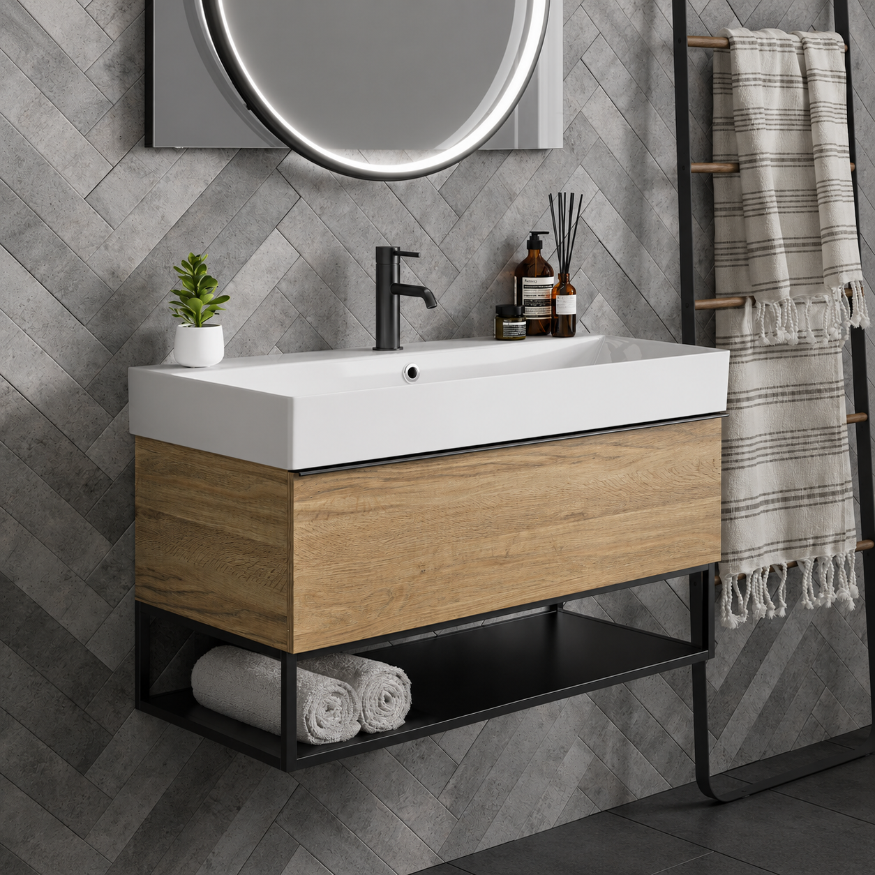 Hib - Aeon Washbasin Unit - Sherwood Oak
