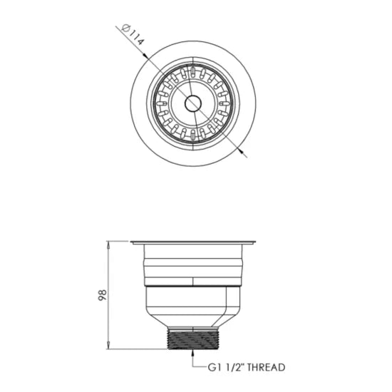 Top- Fix -  Kitchen Strainer without Overflow - Matt Black