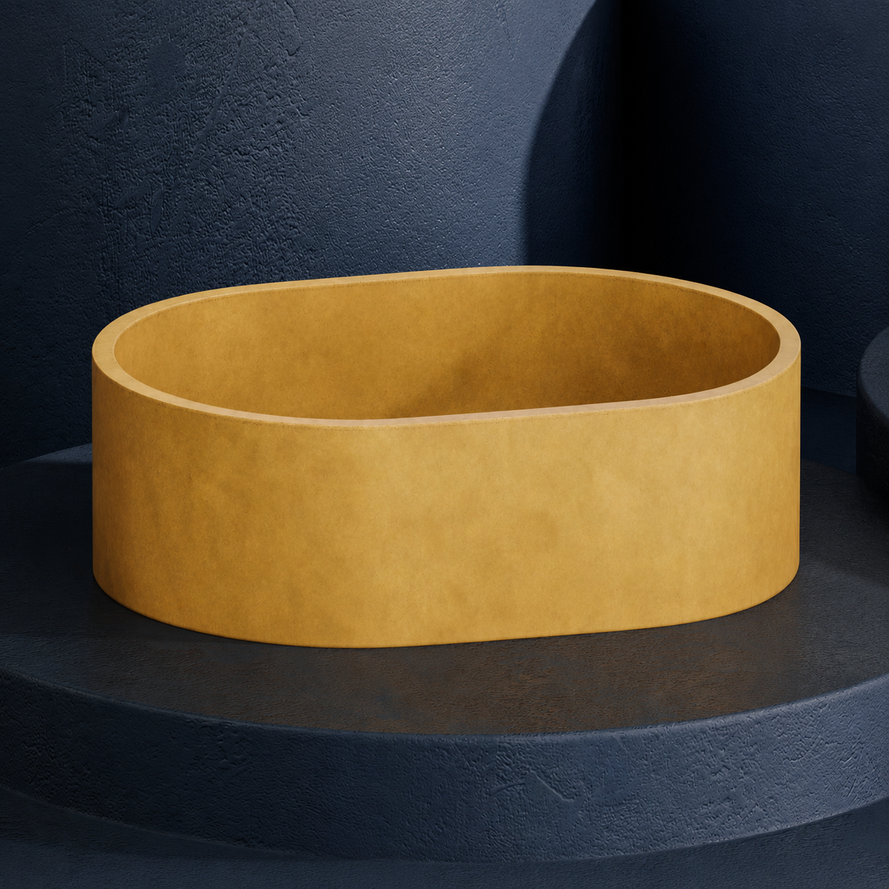 Hib - Entero Concrete Pill Shaped Vessel Basin - Amber Yellow