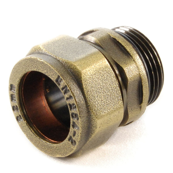 Plumbers Choice Abbey 22mm Brass Compression Adapter Old English Brass