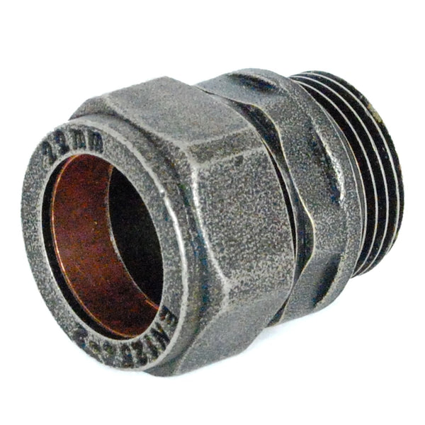 Plumbers Choice Abbey 22mm Brass Compression Adapter Pewter