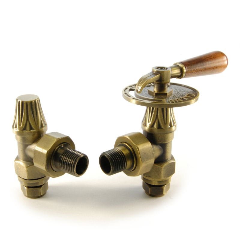 Plumbers Choice Abbey Angled Brass Throttle Radiator and Lock - Shield Valves