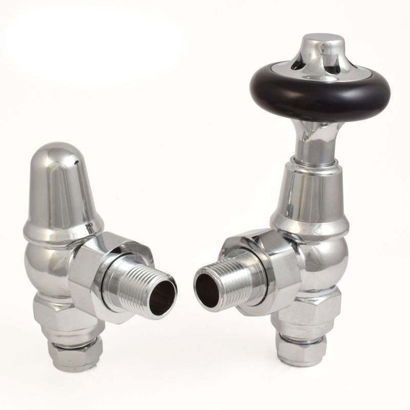 Plumbers Choice Admiral Angled Brass Traditional Thermostatic Radiator Valves