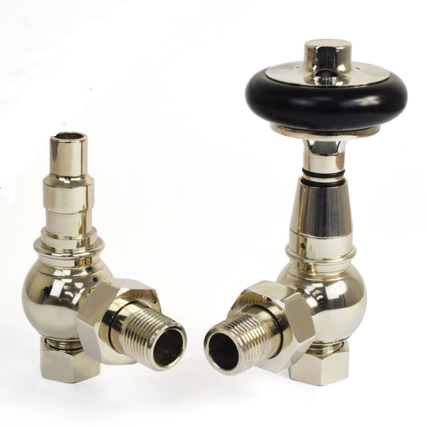 Plumbers Choice Amberley Thermostatic Radiator Valve (Angled TRV) Nickel