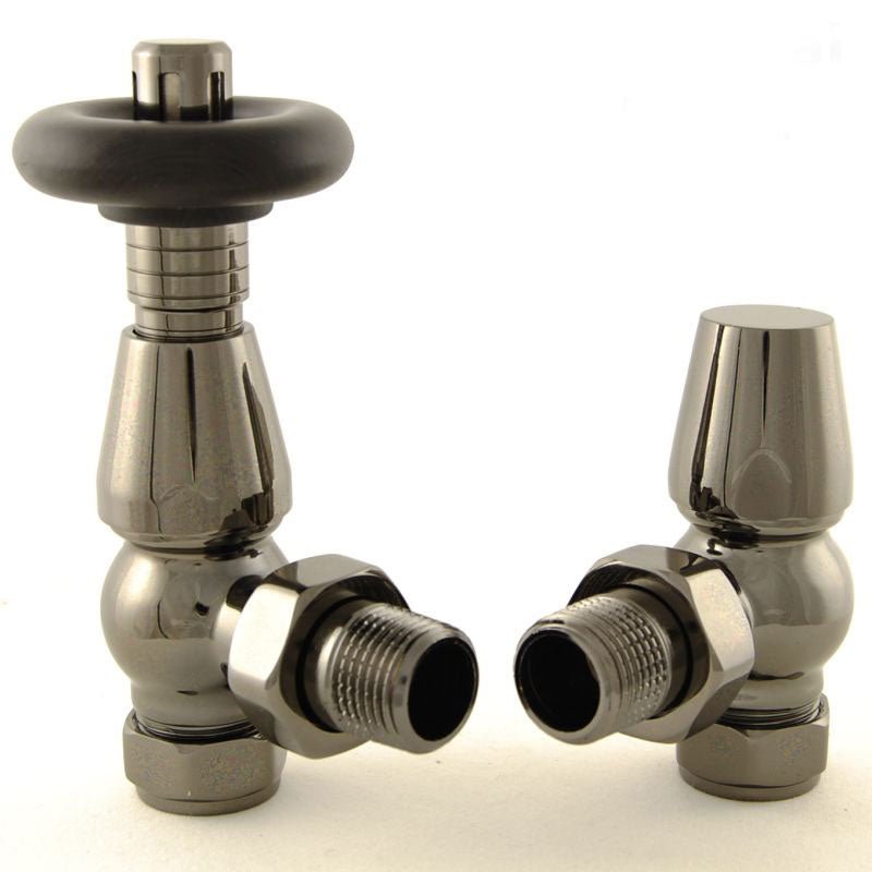 Plumbers Choice Bentley Angled Brass Traditional Thermostatic Radiator Valve Chrome