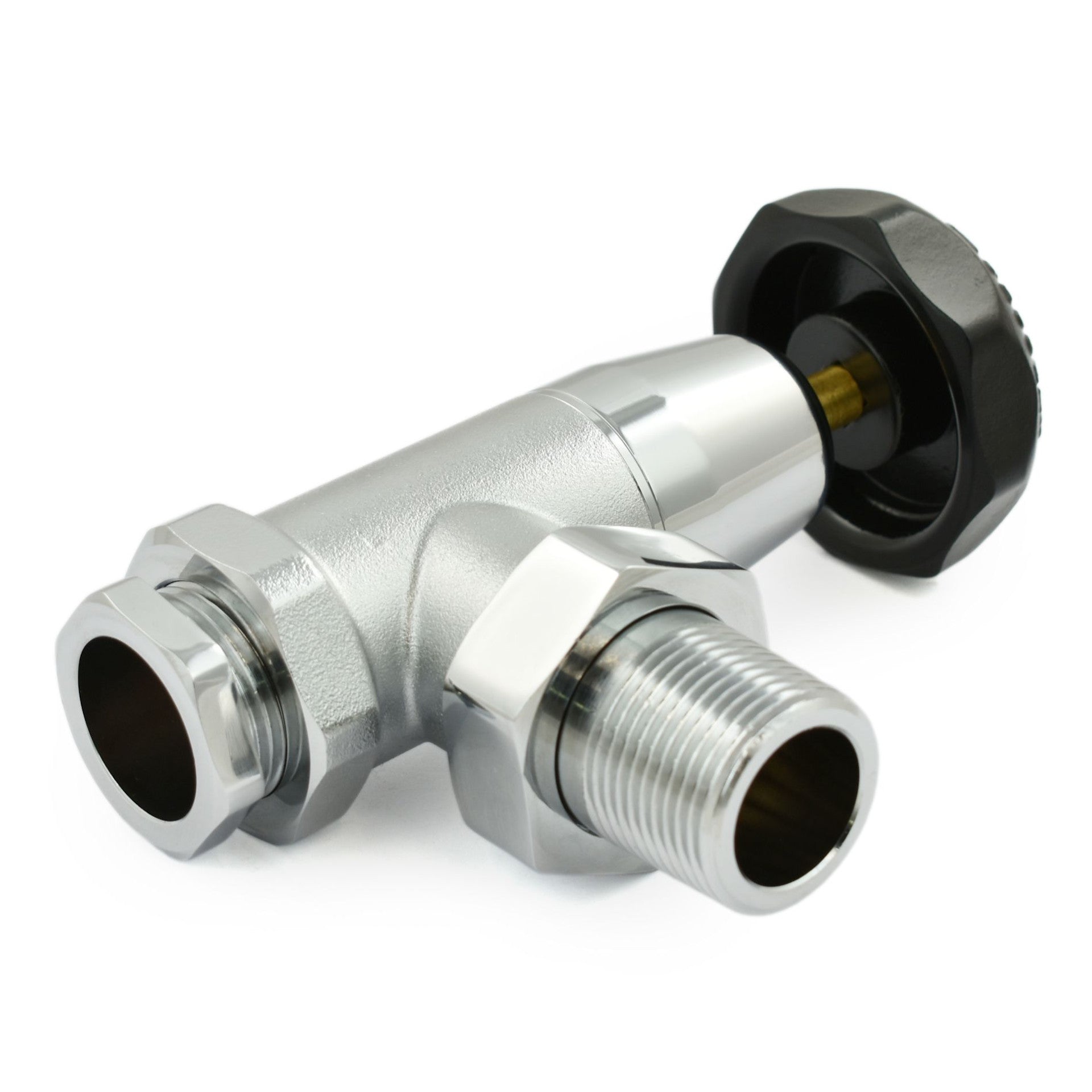 Plumbers Choice Black and Brass Old School Radiator Valves 3/4 inch - Chrome