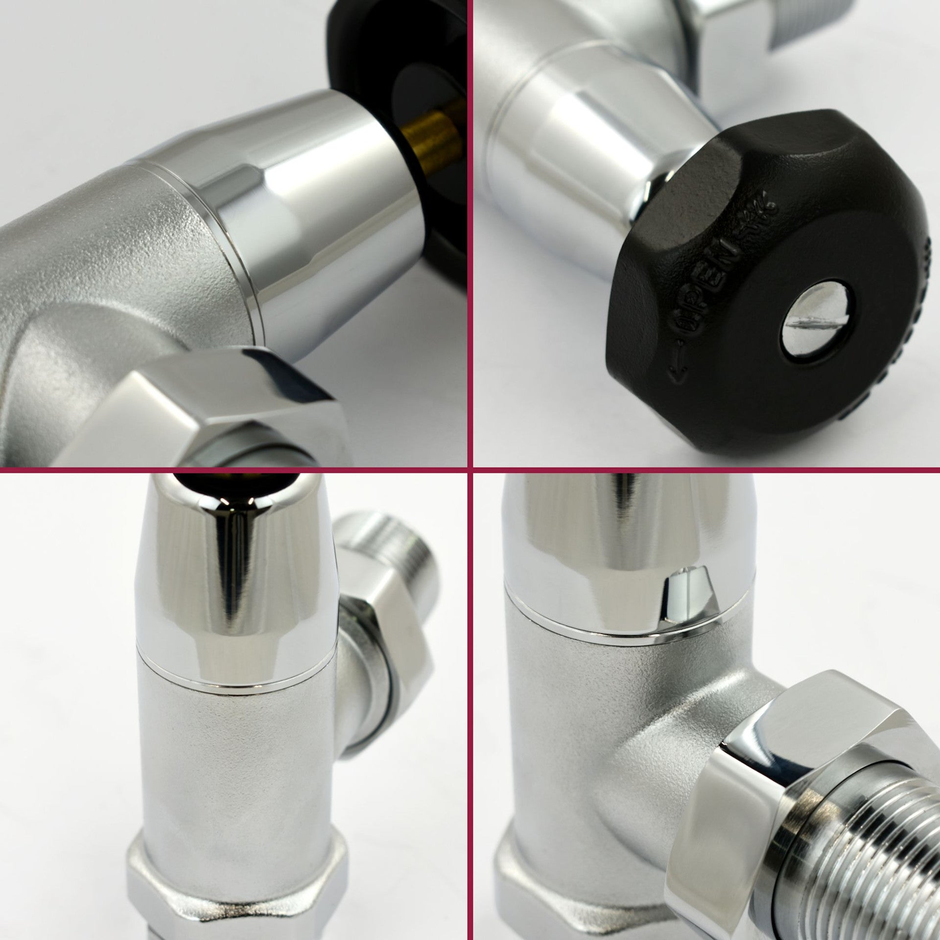 Plumbers Choice Black and Brass Old School Radiator Valves 3/4 inch - Chrome