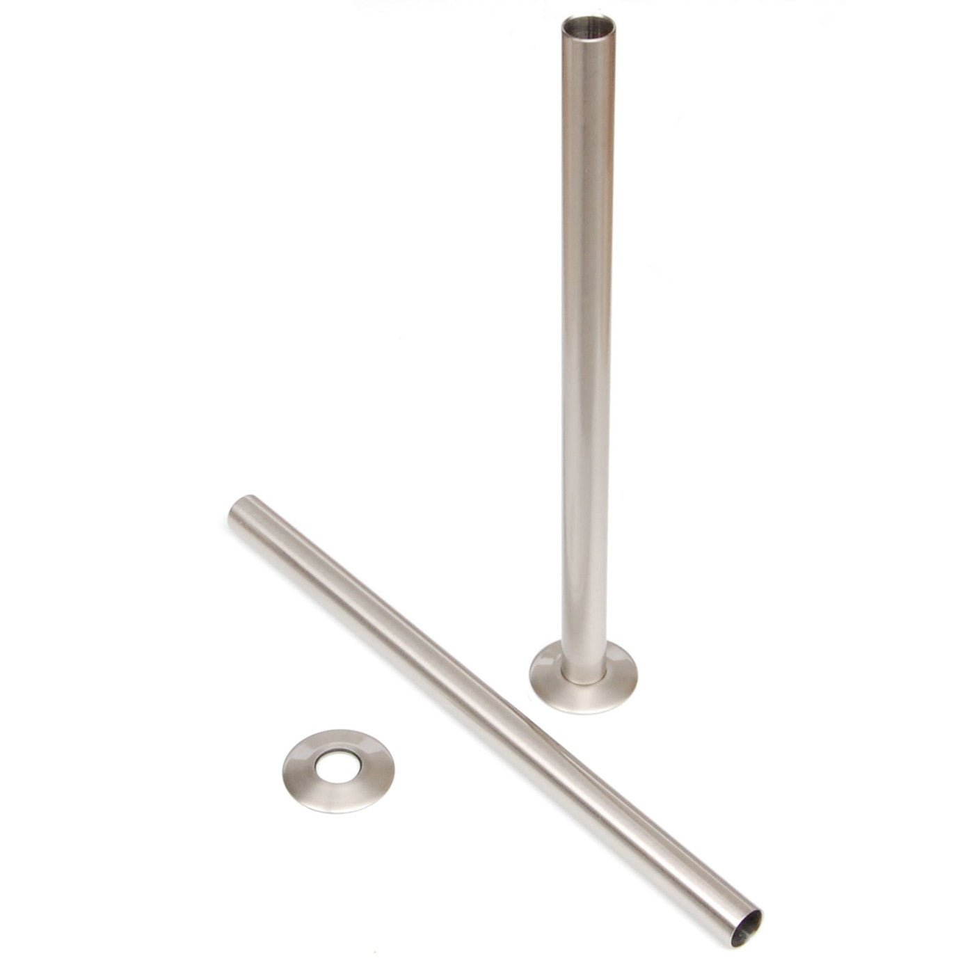 Plumbers Choice Brushed Satin Nickel Brass Radiator Valve Sleeving Kit 300mm pair