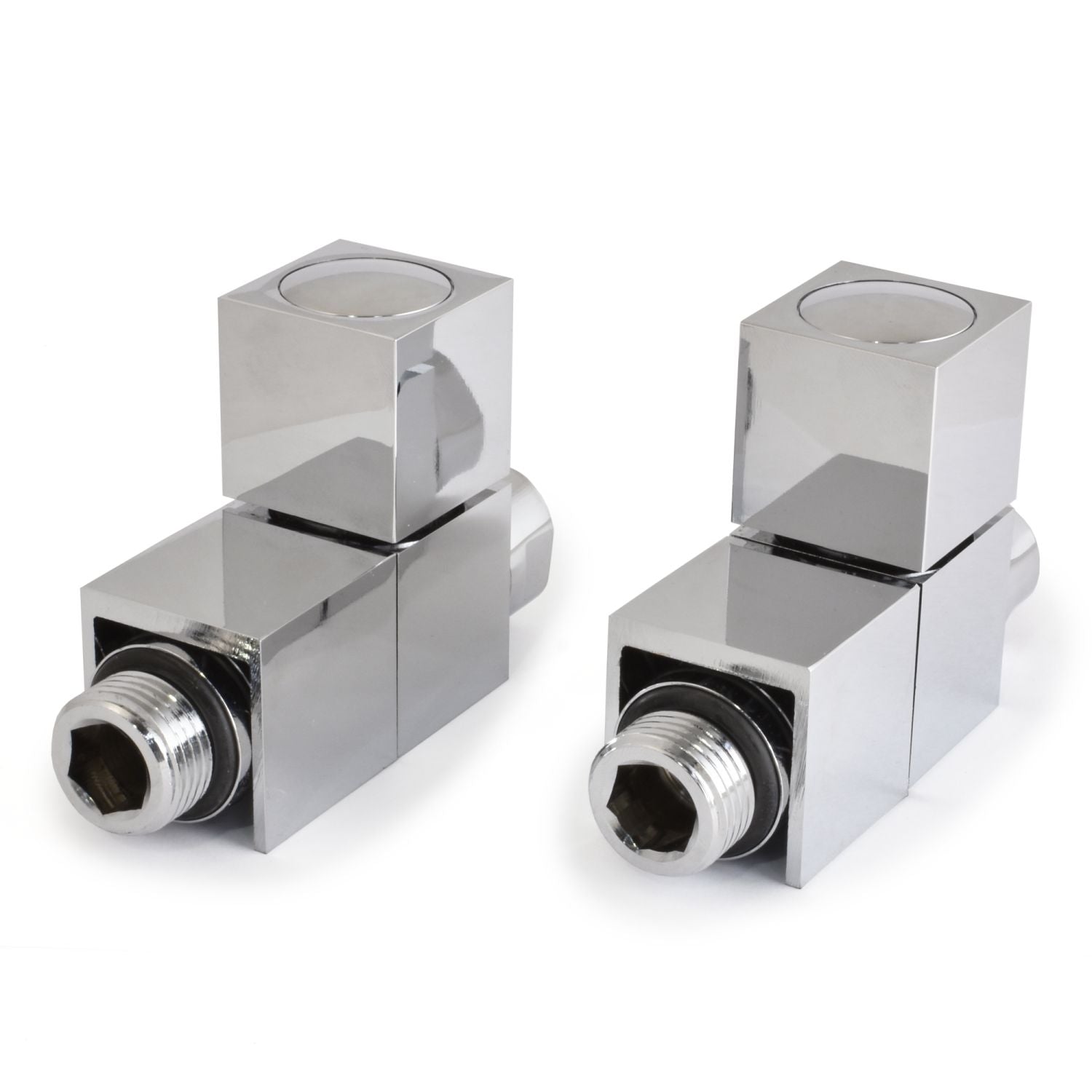 Plumbers Choice Cube Straight Square Radiator Valve Chrome