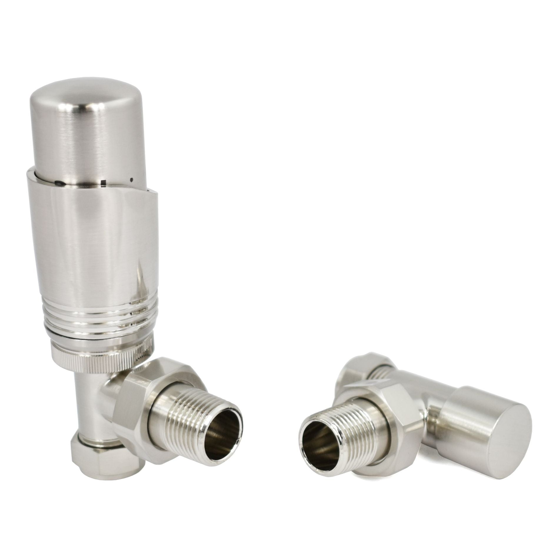Plumbers Choice Delta Angled TRV Brushed Satin Nickel Thermostatic Radiator Valve