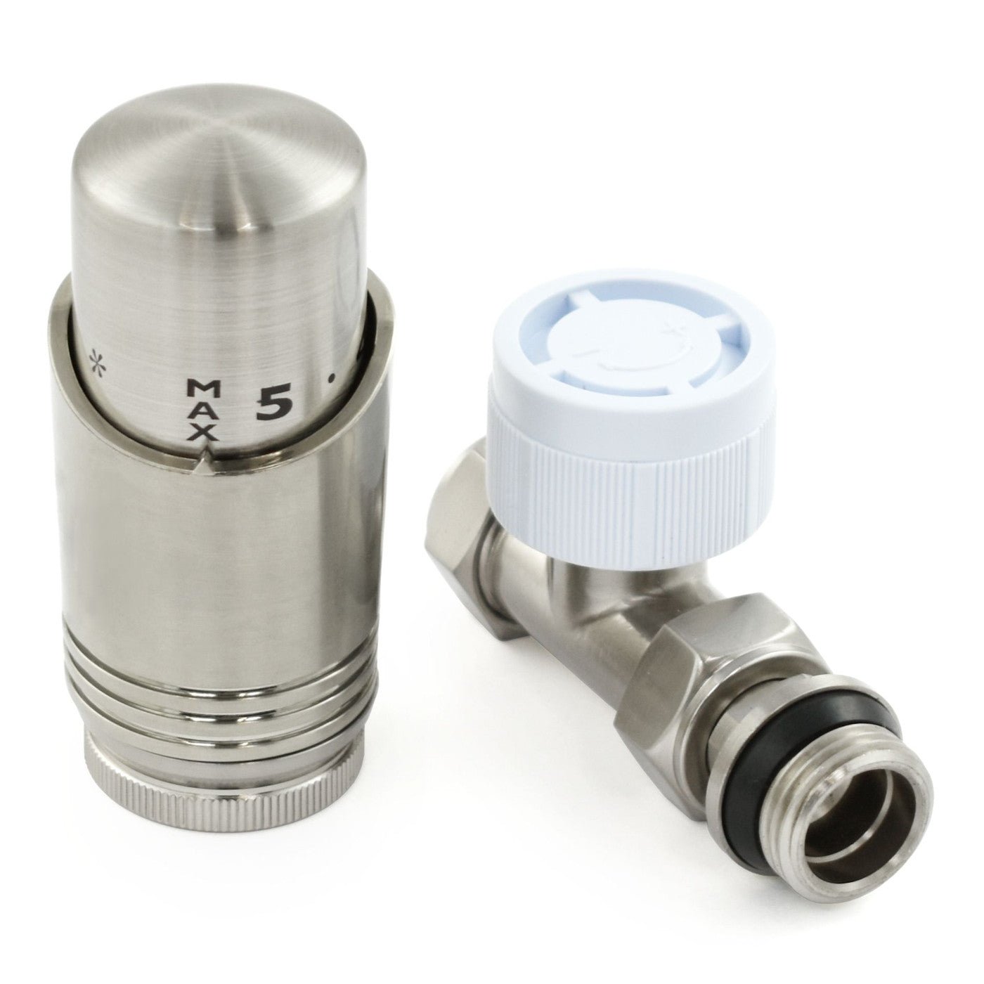 Plumbers Choice Delta Straight TRV Brushed Satin Nickel Thermostatic Radiator Valve