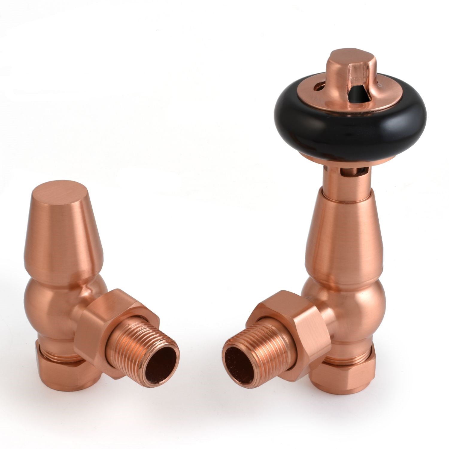 Plumbers Choice Eton Traditional Radiator Valve - Brushed Copper (Angled Manual)