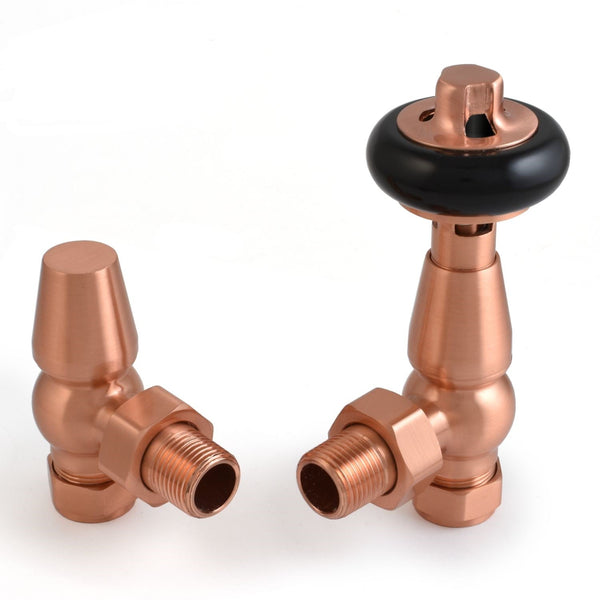 Plumbers Choice Eton Traditional Radiator Valve - Brushed Copper (Angled Manual)