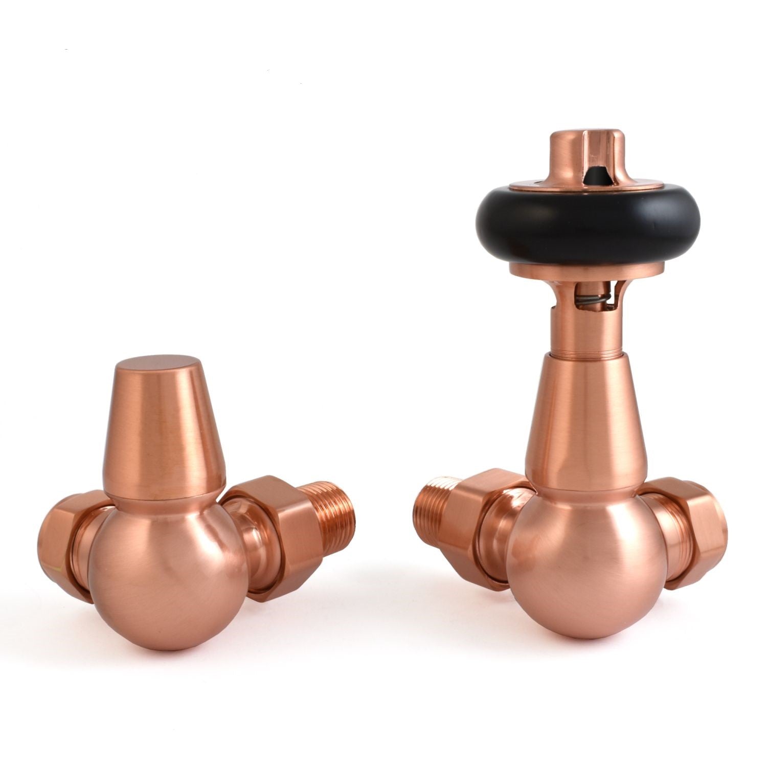 Plumbers Choice Eton Traditional Radiator Valve - Brushed Copper (Corner Manual)
