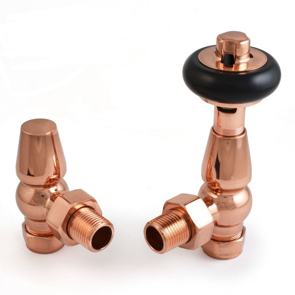 Plumbers Choice Eton Traditional Radiator Valve - Polished Copper (Angled Manual)