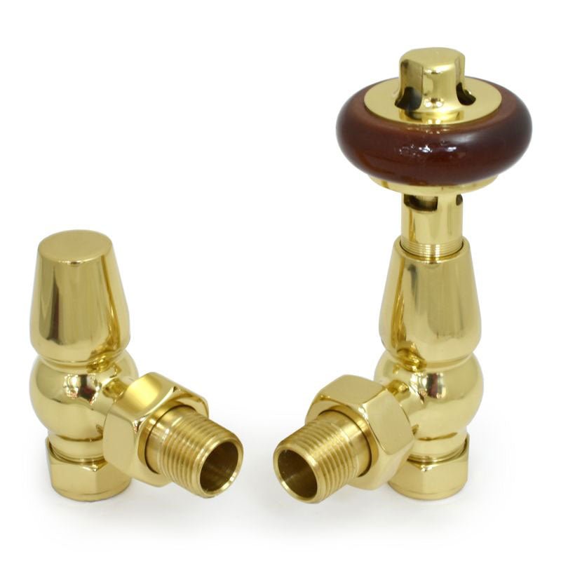 Plumbers Choice Faringdon Angled Brass Traditional Thermostatic Radiator Valve Chrome