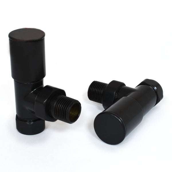 Plumbers Choice Milan Angled Jet Black Radiator Valves (Pair)