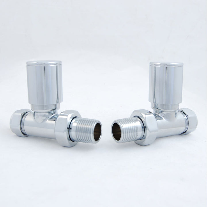 Plumbers Choice Milan Corner Brass Radiator Valves Pair Chrome