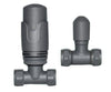 Plumbers Choice Straight Anthracite Thermostatic Radiator Valves & Lockshield 15mm (pair)
