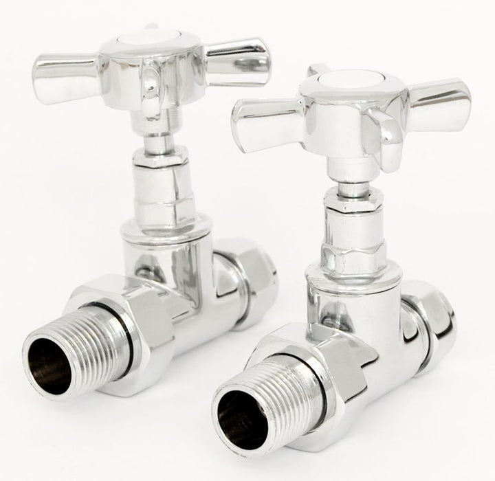 Plumbers Choice Westminster Straight Brass Cross - Head Rad Pair Valves