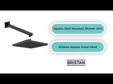 Bristan - Square ABS Fixed Head 200mm - Black