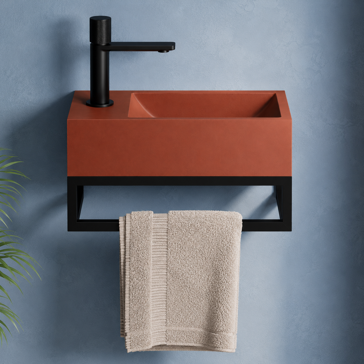 Hib - Entero Concrete Vessel Basin Wall Hung – Brick Red