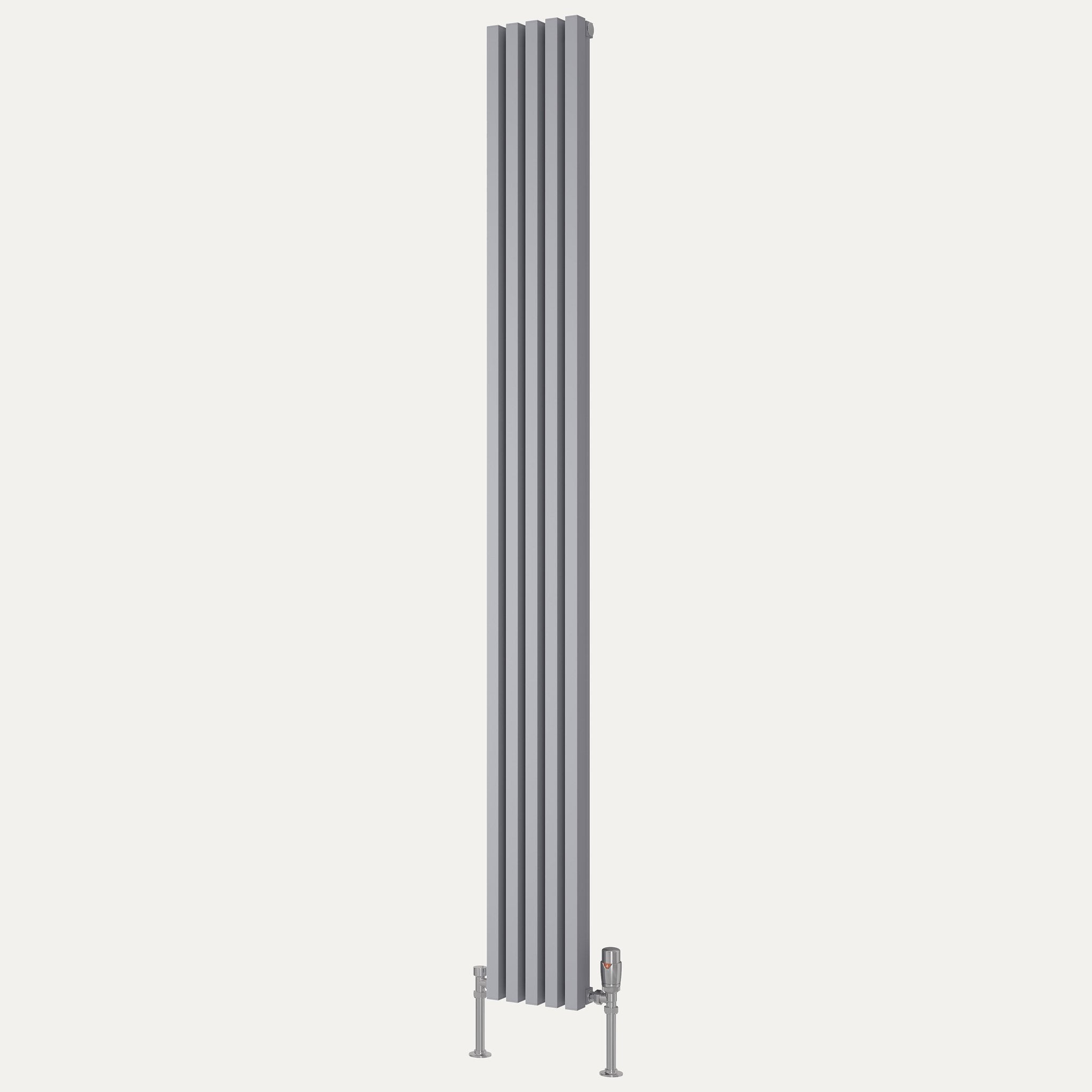Reina Albano vertical aluminium radiator 1800mm x 190mm Silver