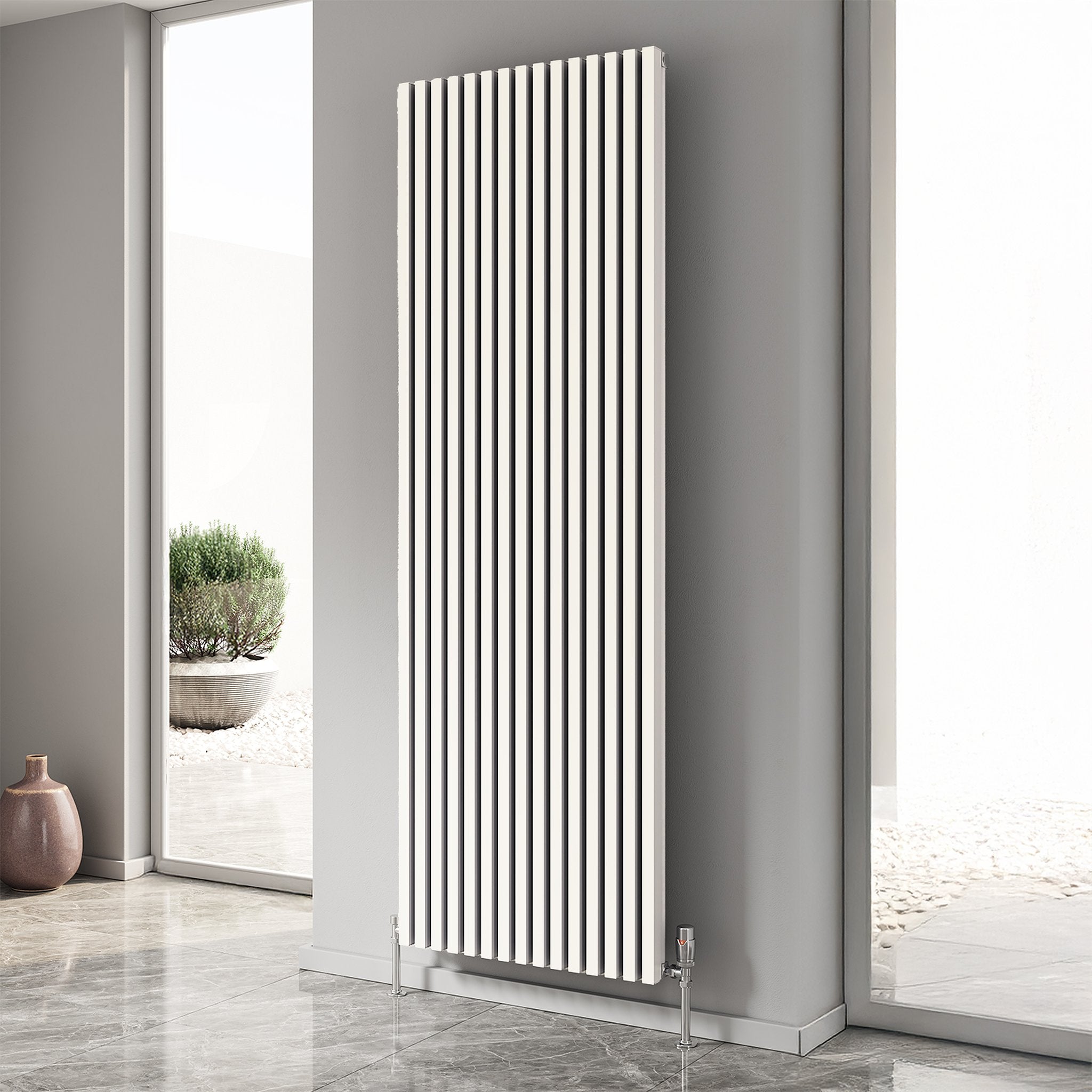 Reina Albano radiator in White, room setting