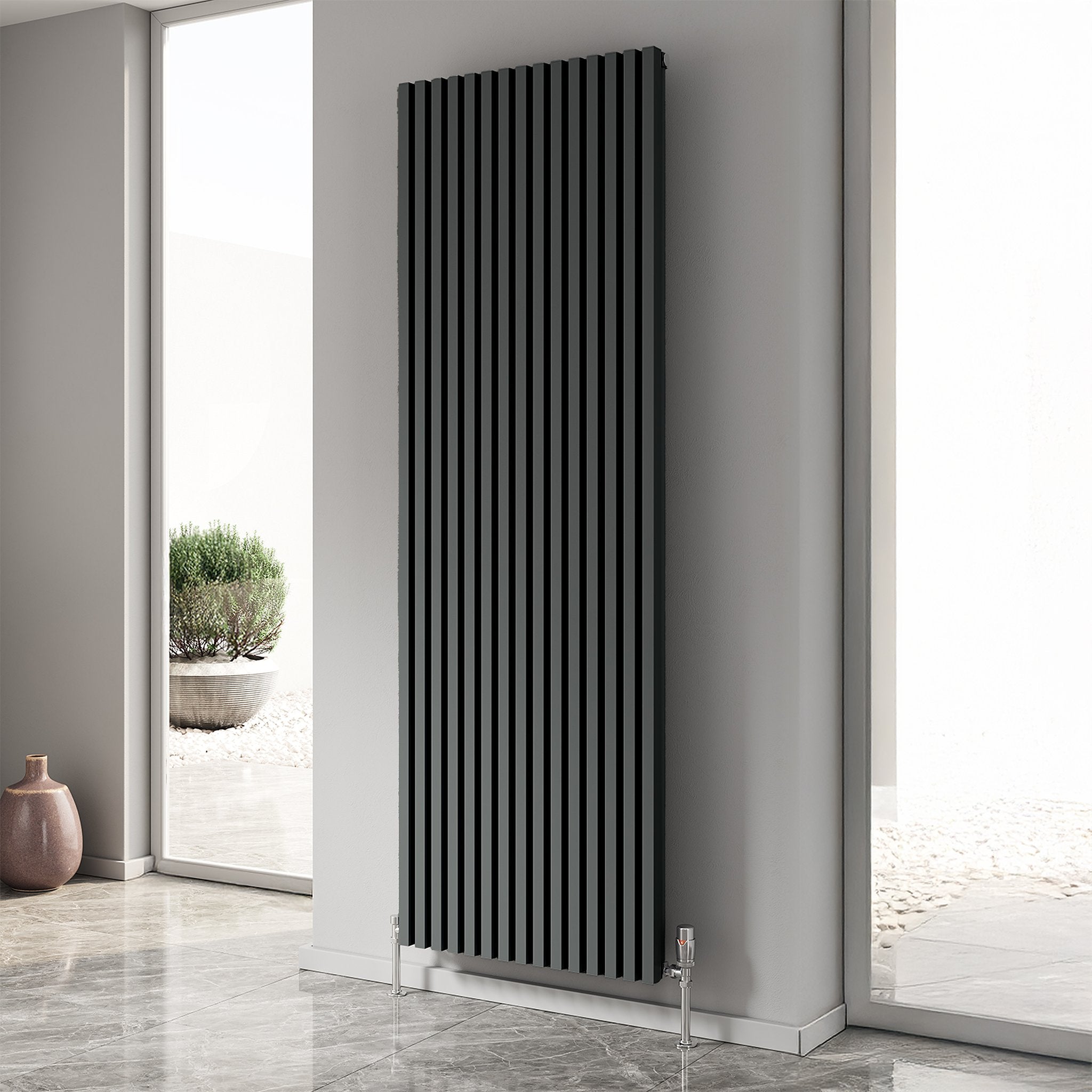 Reina Albano radiator in Anthracite, room setting