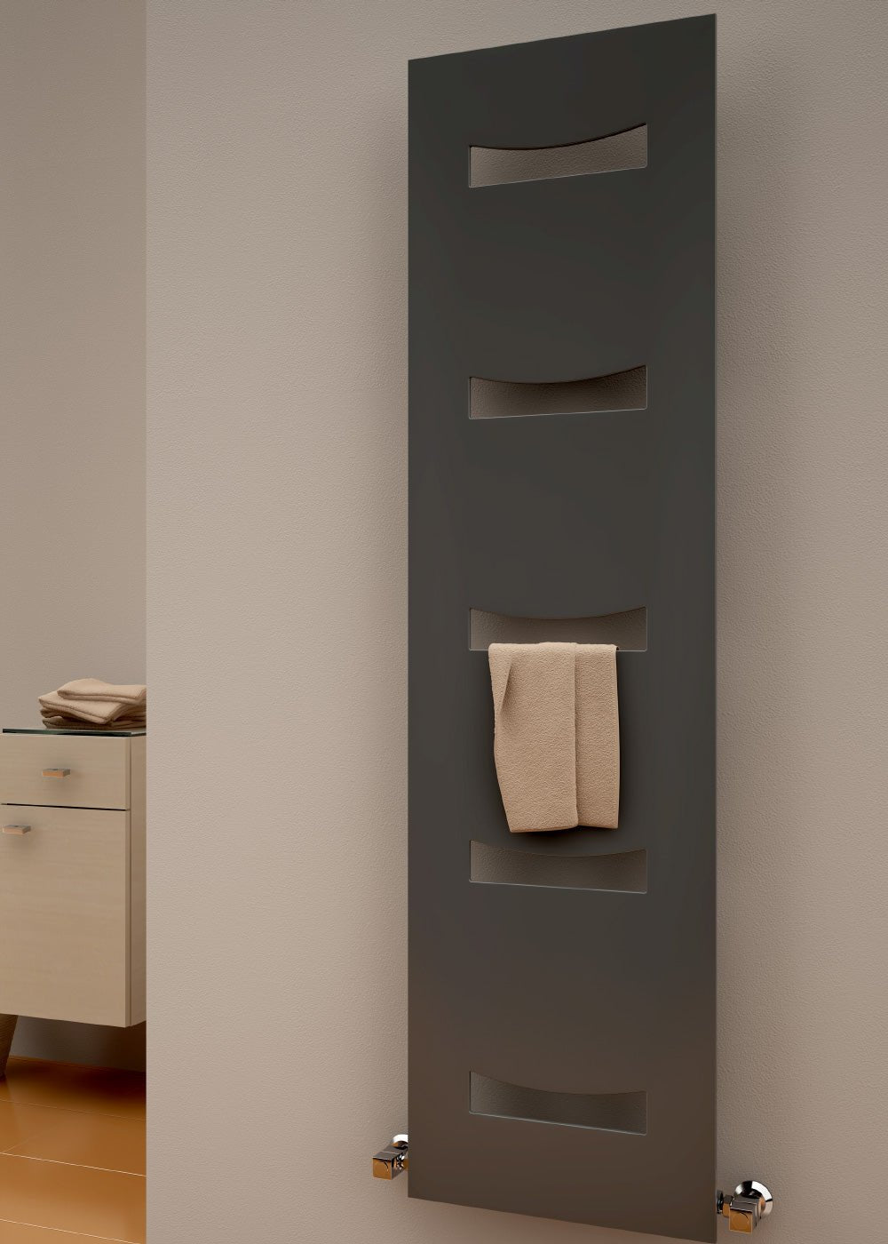 Reina Ancora Mild Steel Anthracite Vertical Designer Radiator - Central Heating