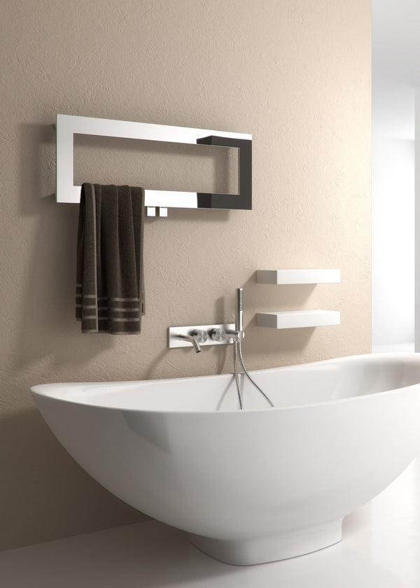 Reina Bivano Polished Stainless Steel Designer Heated Towel Rail Radiator - Central Heating