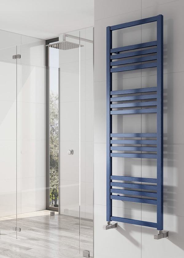 Reina Bolca Blue Satin Aluminium Heated Towel Rail Radiator