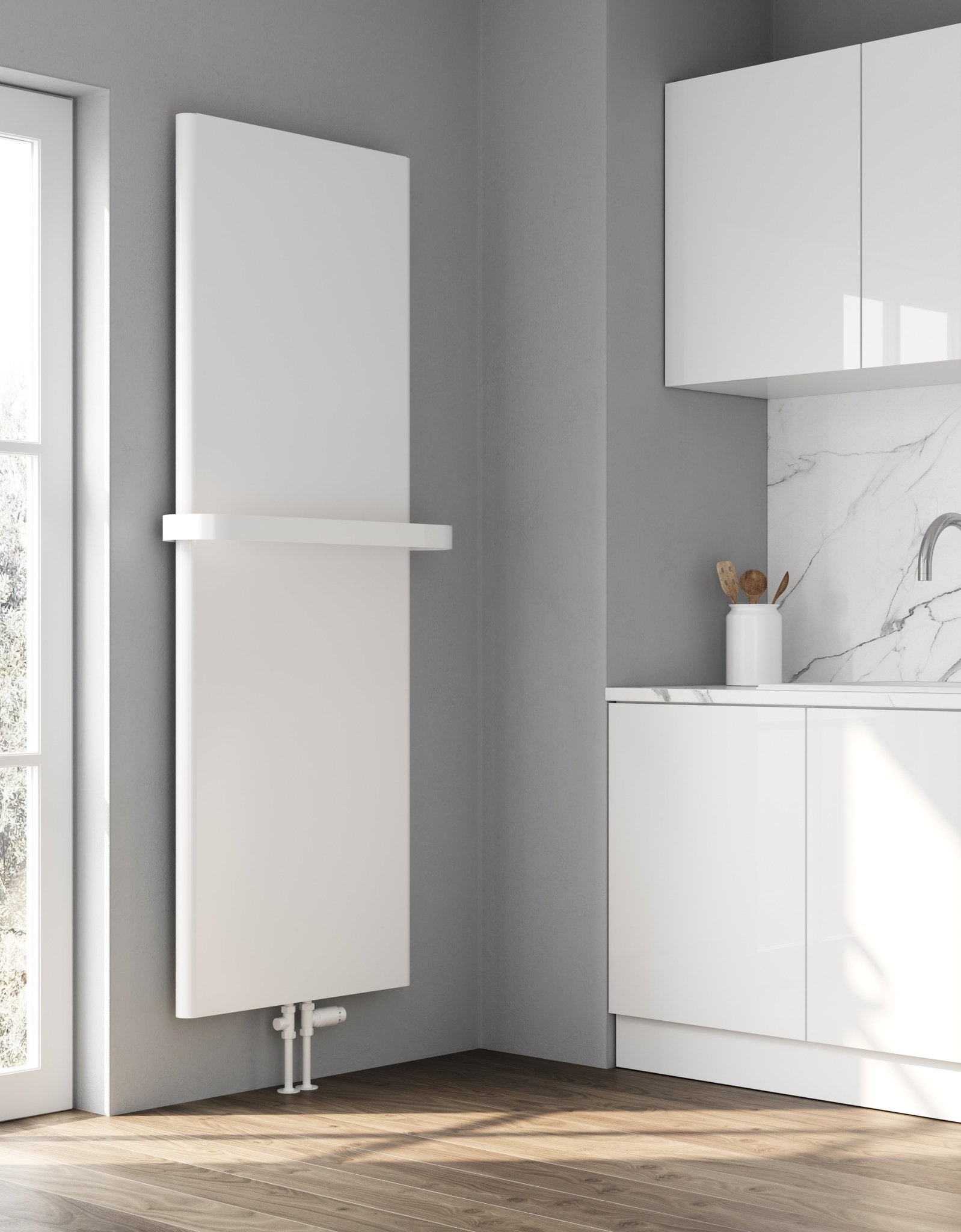 Reina Borda Steel White Vertical Designer Radiator, Central Heating