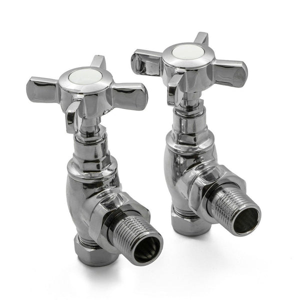 Reina Bronte Angled Steel Radiator & Towel Rail Valve Chrome