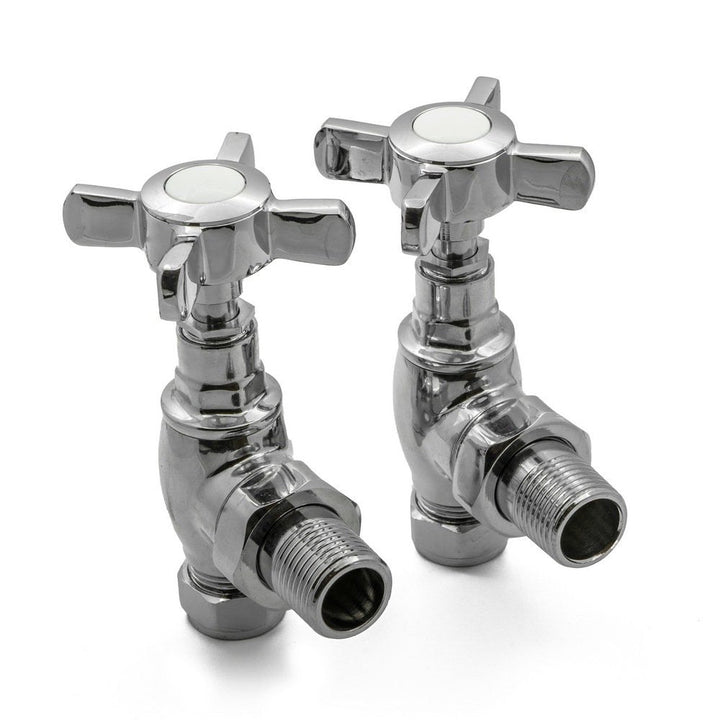 Reina Bronte Angled Steel Radiator & Towel Rail Valve Chrome