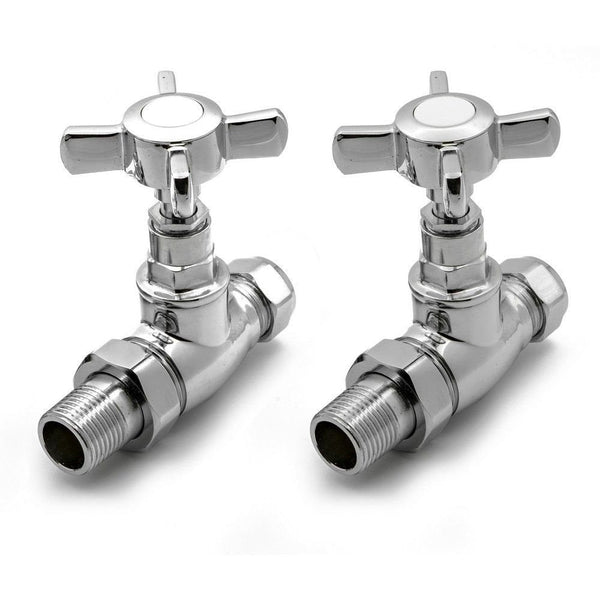 Reina Bronte Straight Steel Radiator & Towel Rail Valve Chrome