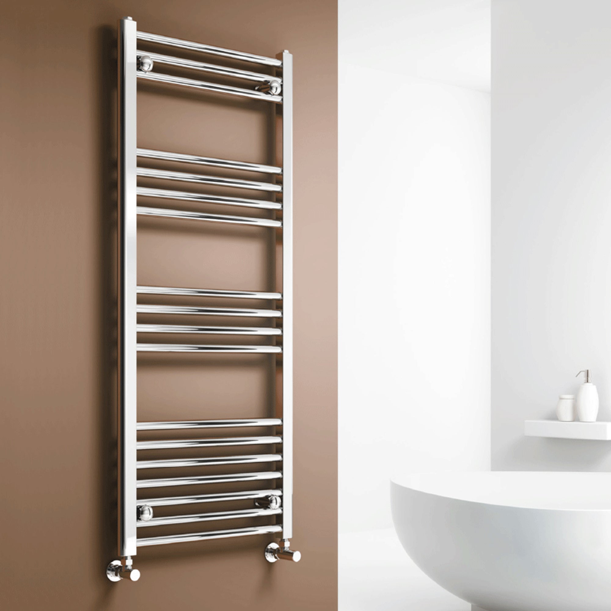 Reina Capo Steel Chrome Flat/Straight Heated Towel Rail Radiator