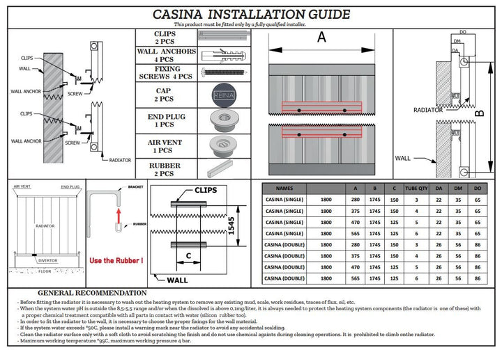 Reina Casina Anthracite Single/Double Vertical Aluminium Radiators, Central Heating