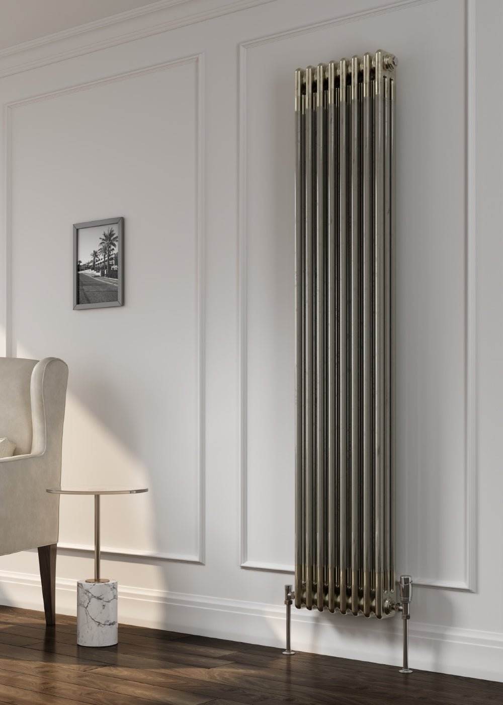 Reina Colona Steel Raw Metal Lacquer Vertical Column Radiator, Central Heating