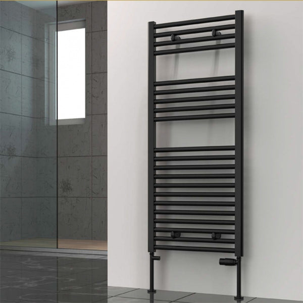 Reina Diva Steel Flat/Straight Black Heated Towel Rail Radiator