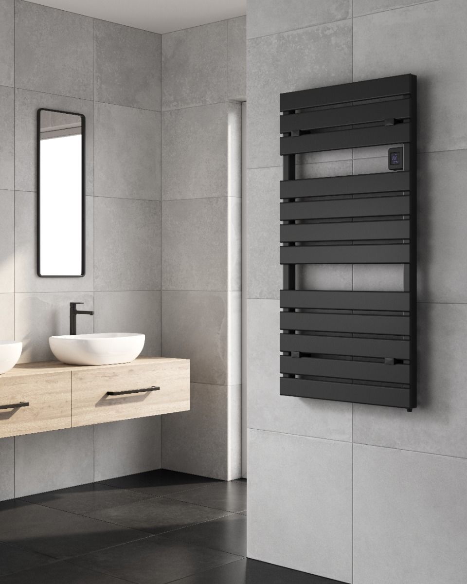 Reina Gia Aluminium Black Vertical Electric Radiator