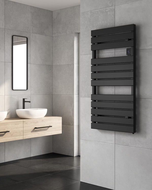 Reina Gia Aluminium Black Vertical Electric Radiator