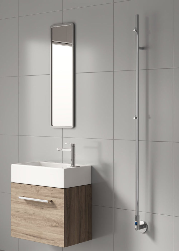 Reina Ines Brushed Brass Electric Towel Rail 1500mm H x 22mm W