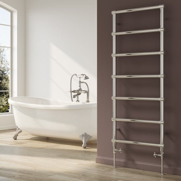 Reina Lecco Steel Chrome Straight Designer Heated Towel Rail Radiator