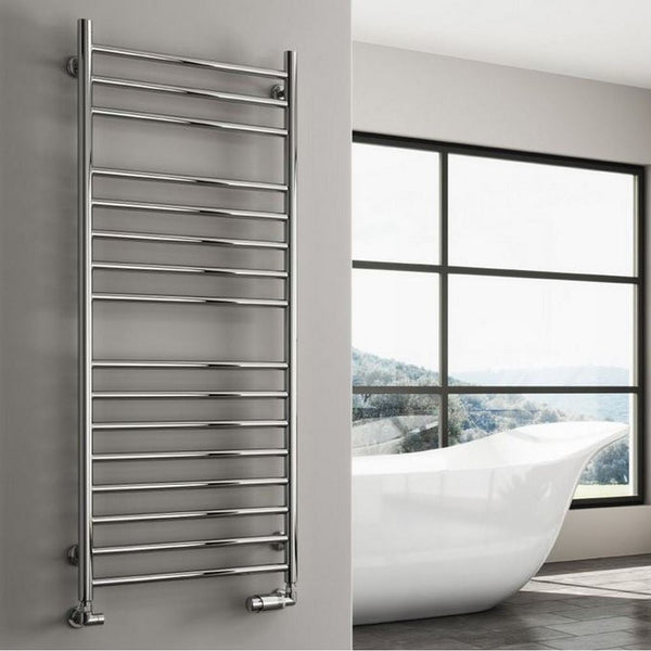 Reina Luna Flat Polished Straight Stainless Steel Heated Towel Rail Radiator
